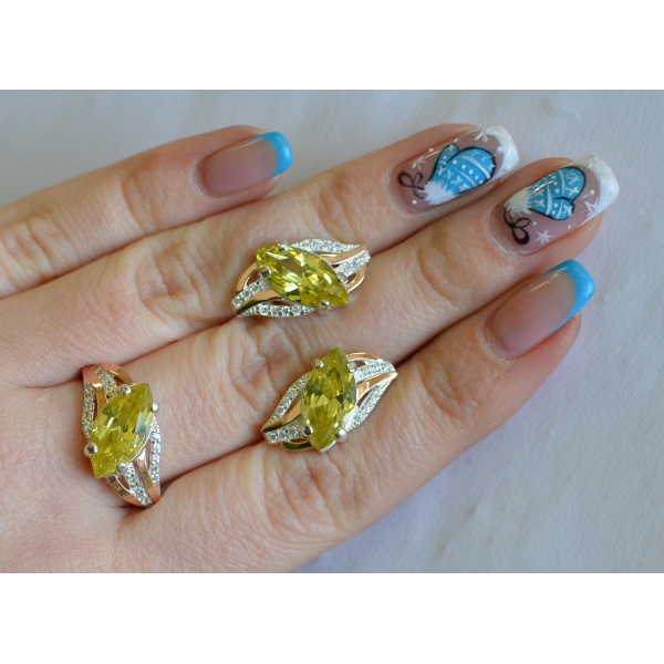 Серебряный набор с золотыми пластинами (114)