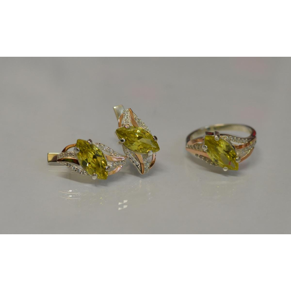 Серебряный набор с золотыми пластинами (114)