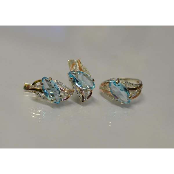 Серебряный набор с золотыми пластинами (114)