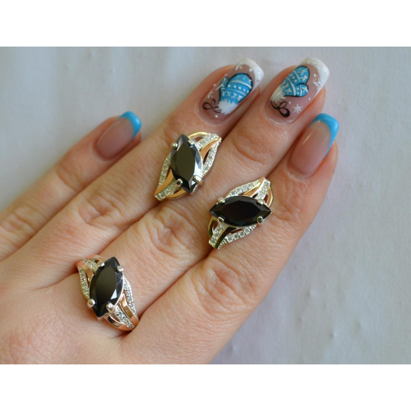 Серебряный набор с золотыми пластинами (114)