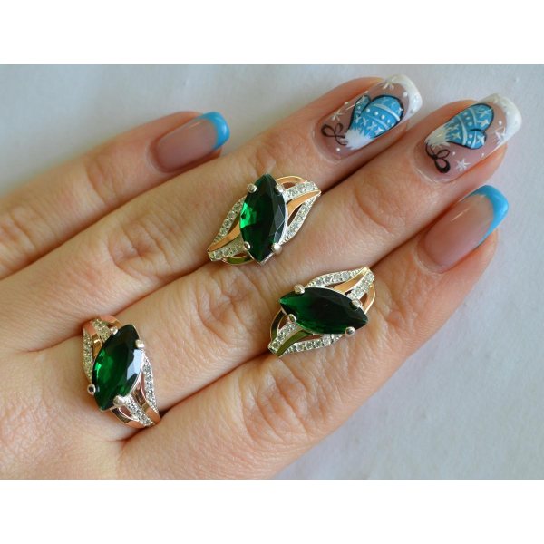 Серебряный набор с золотыми пластинами (114)