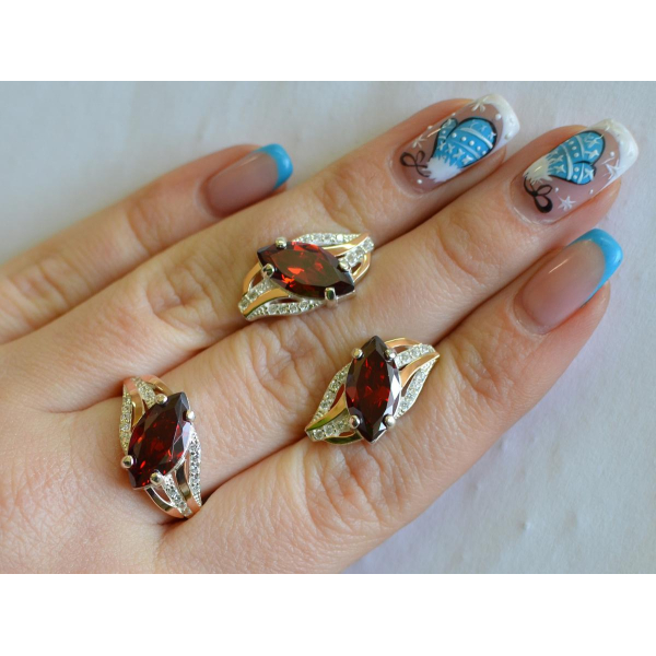 Серебряный набор с золотыми пластинами (114)