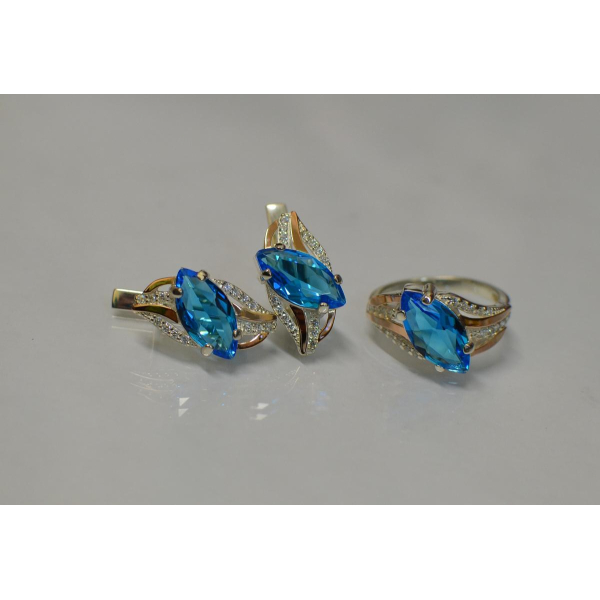 Серебряный набор с золотыми пластинами (114)