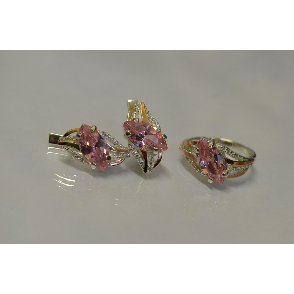 Серебряный набор с золотыми пластинами (114)