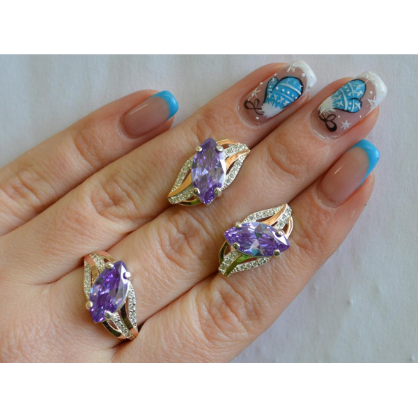 Серебряный набор с золотыми пластинами (114)