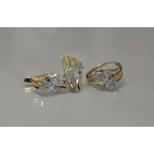 Серебряный набор с золотыми пластинами (114)