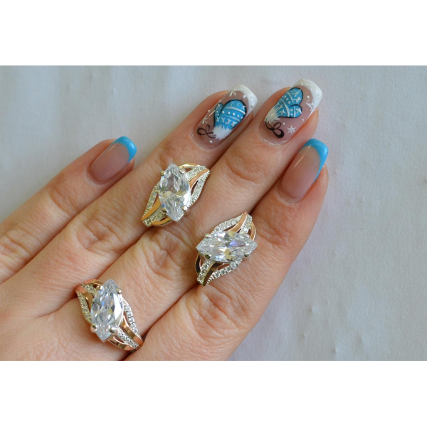 Серебряный набор с золотыми пластинами (114)