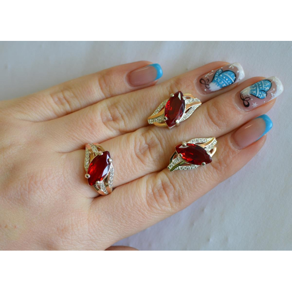 Серебряный набор с золотыми пластинами (114)