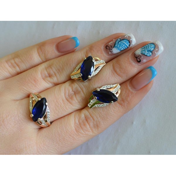 Серебряный набор с золотыми пластинами (114)