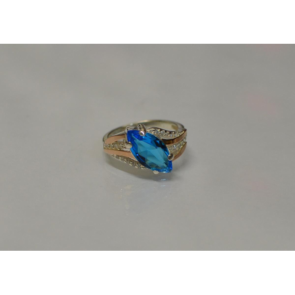 Серебряное кольцо с золотыми пластинами (114к)