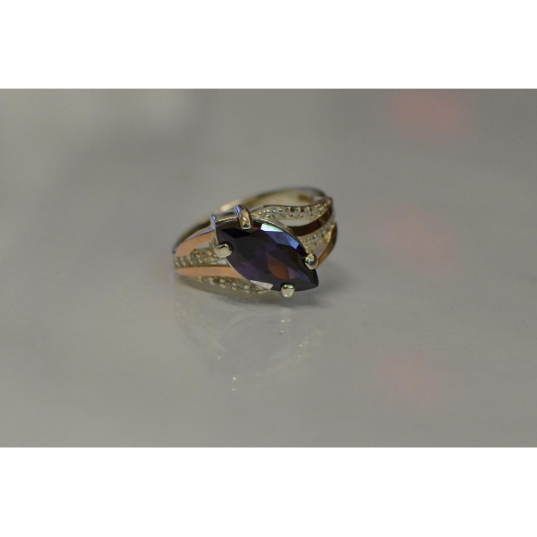 Серебряное кольцо с золотыми пластинами (114к)