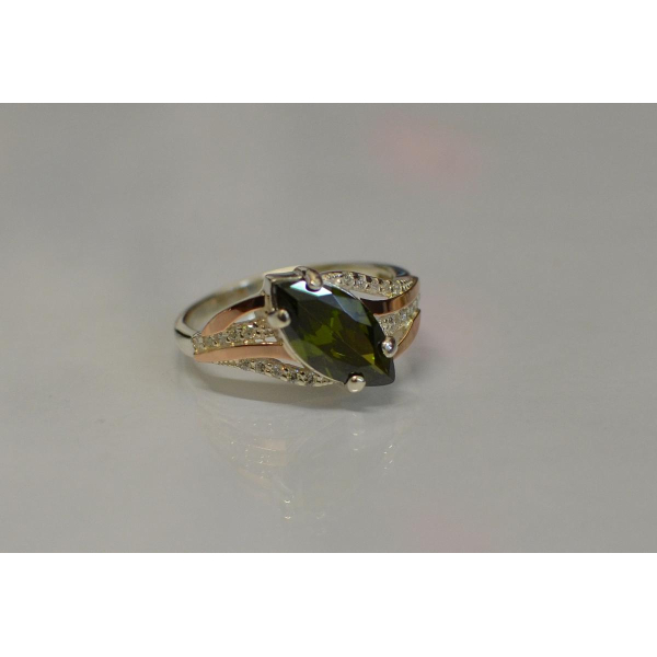 Серебряное кольцо с золотыми пластинами (114к)