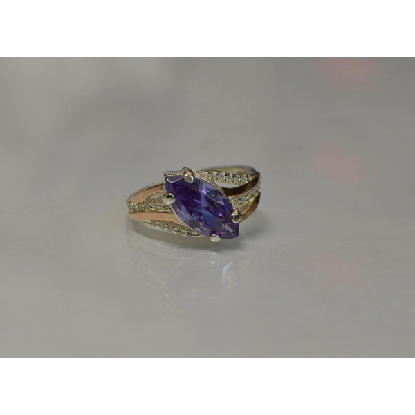 Серебряное кольцо с золотыми пластинами (114к)