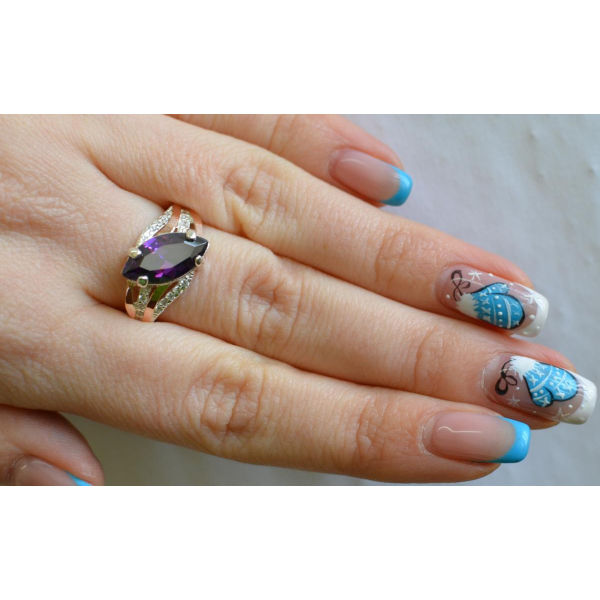 Серебряное кольцо с золотыми пластинами (114к)