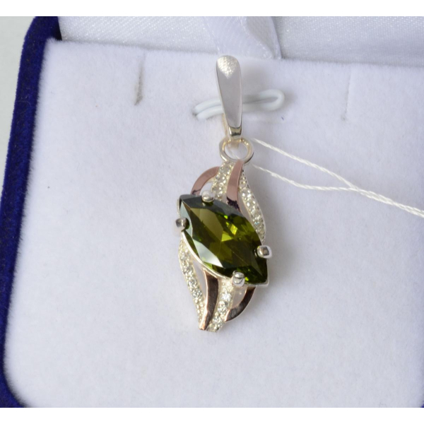 Серебряная подвеска с золотими вставками (114п)