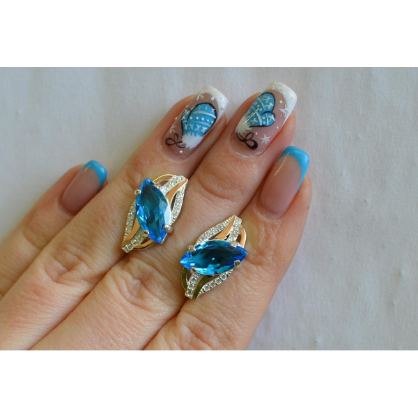 Серебряные серьги с золотыми пластинами (114с)