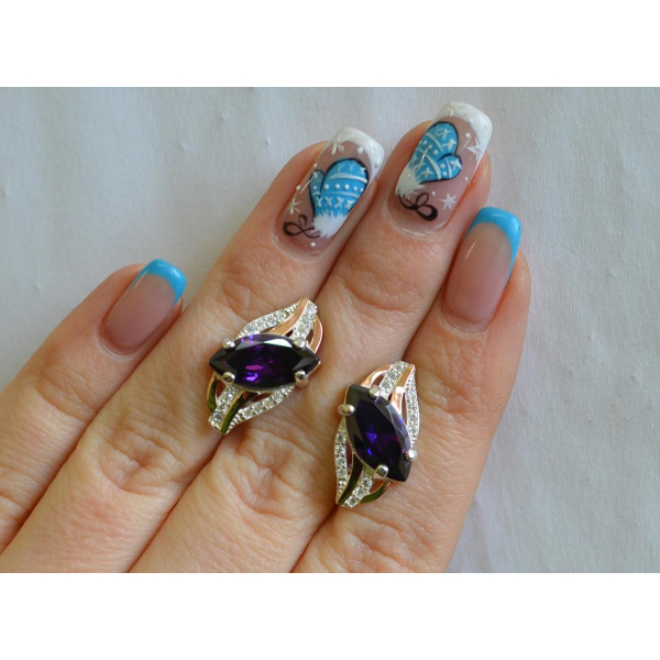 Серебряные серьги с золотыми пластинами (114с)