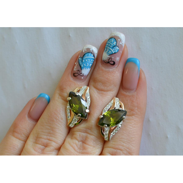 Серебряные серьги с золотыми пластинами (114с)