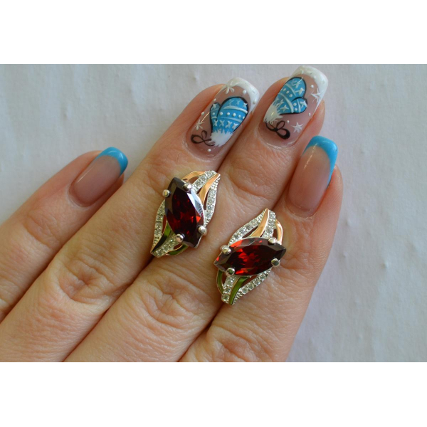 Серебряные серьги с золотыми пластинами (114с)