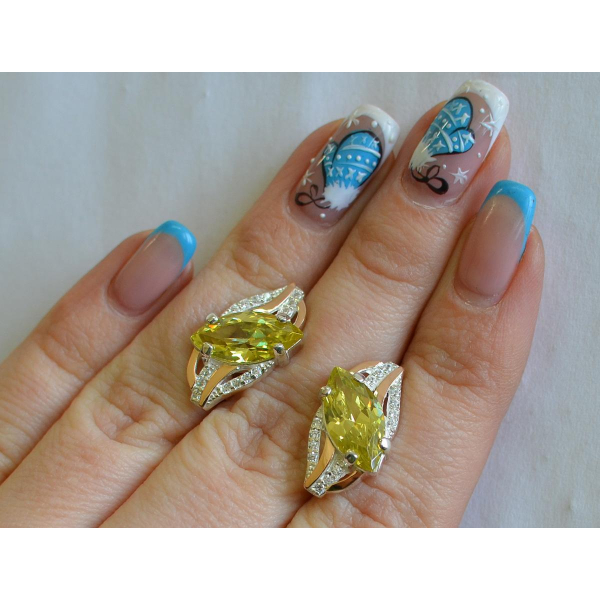 Серебряные серьги с золотыми пластинами (114с)