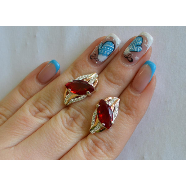 Серебряные серьги с золотыми пластинами (114с)