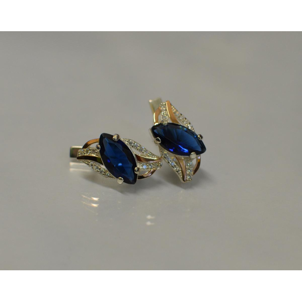 Серебряные серьги с золотыми пластинами (114с)