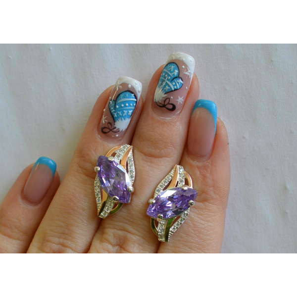 Серебряные серьги с золотыми пластинами (114с)