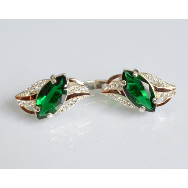 Серебряные серьги с золотыми пластинами (114с)