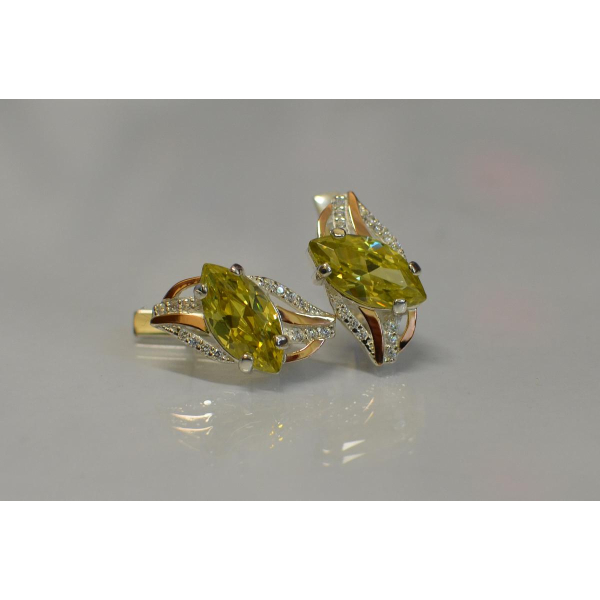 Серебряные серьги с золотыми пластинами (114с)