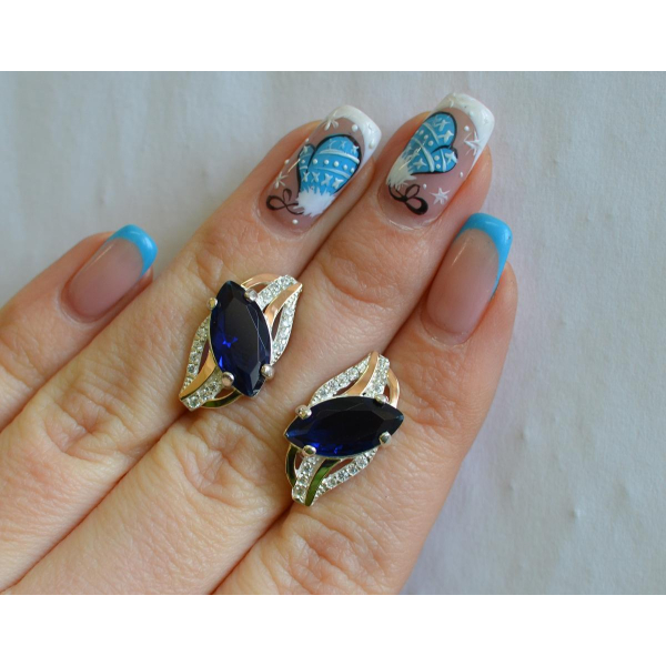 Серебряные серьги с золотыми пластинами (114с)