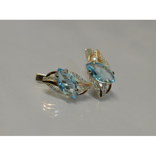 Серебряные серьги с золотыми пластинами (114с)