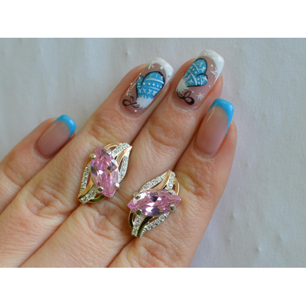 Серебряные серьги с золотыми пластинами (114с)