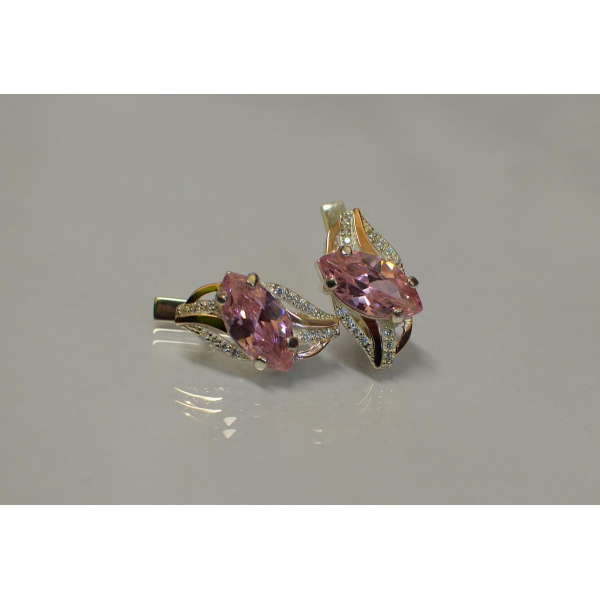 Серебряные серьги с золотыми пластинами (114с)