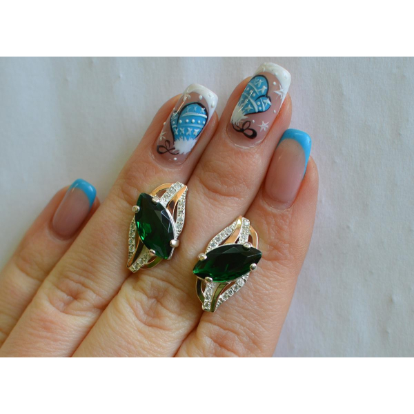 Серебряные серьги с золотыми пластинами (114с)