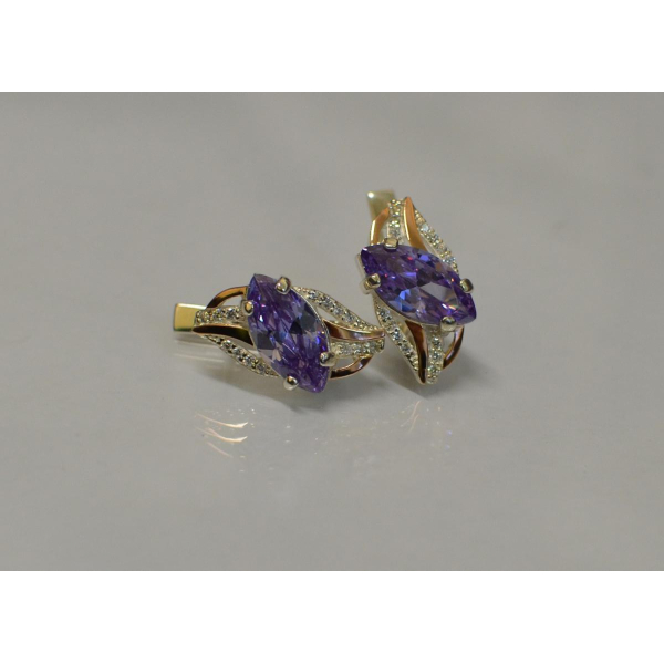 Серебряные серьги с золотыми пластинами (114с)