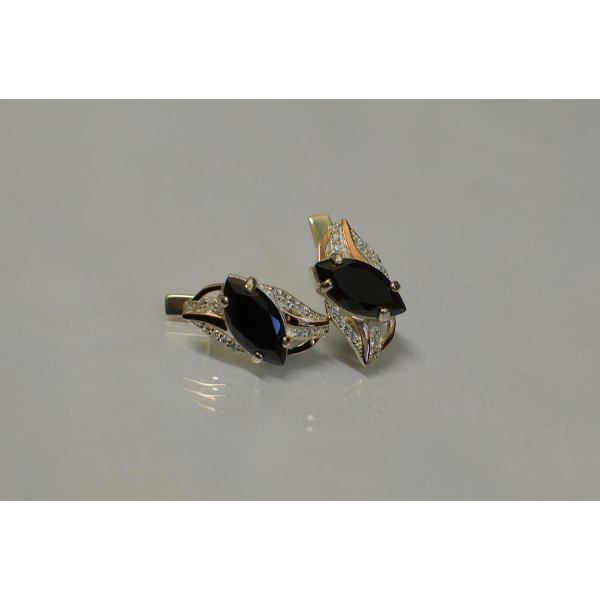 Серебряные серьги с золотыми пластинами (114с)