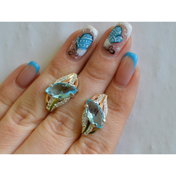 Серебряные серьги с золотыми пластинами (114с)