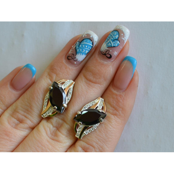 Серебряные серьги с золотыми пластинами (114с)