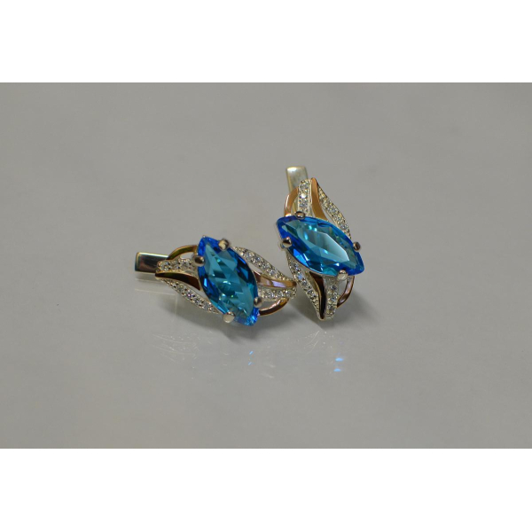 Серебряные серьги с золотыми пластинами (114с)