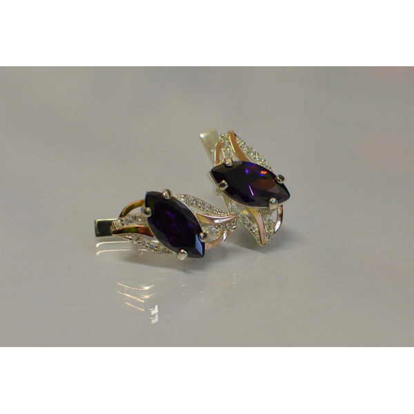 Серебряные серьги с золотыми пластинами (114с)