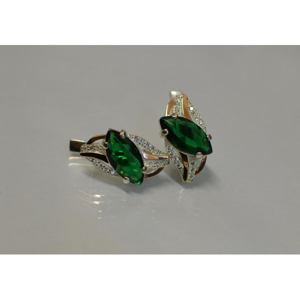 Серебряные серьги с золотыми пластинами (114с)