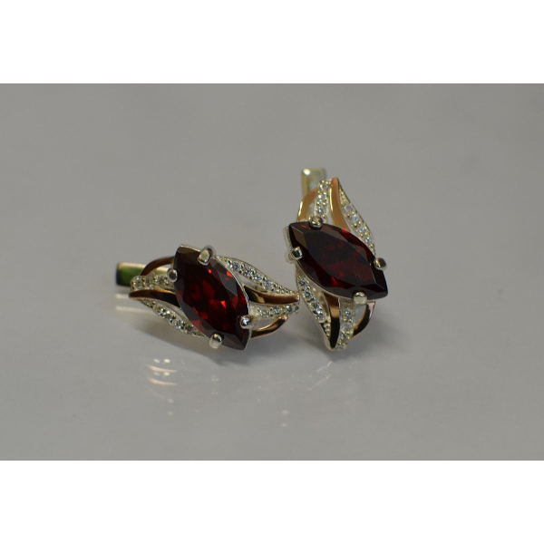 Серебряные серьги с золотыми пластинами (114с)