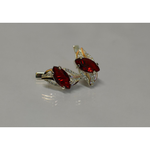 Серебряные серьги с золотыми пластинами (114с)