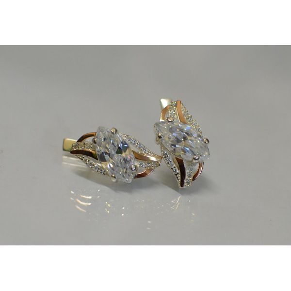 Серебряные серьги с золотыми пластинами (114с)