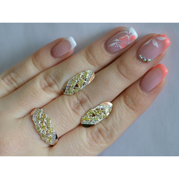 Серебряный набор с золотыми пластинами (116)