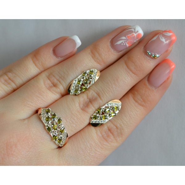 Серебряный набор с золотыми пластинами (116)