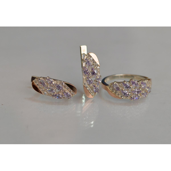 Серебряный набор с золотыми пластинами (116)