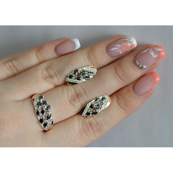 Серебряный набор с золотыми пластинами (116)