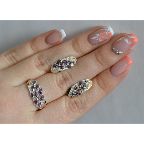 Серебряный набор с золотыми пластинами (116)