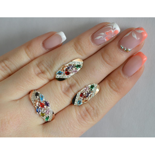 Серебряный набор с золотыми пластинами (116)